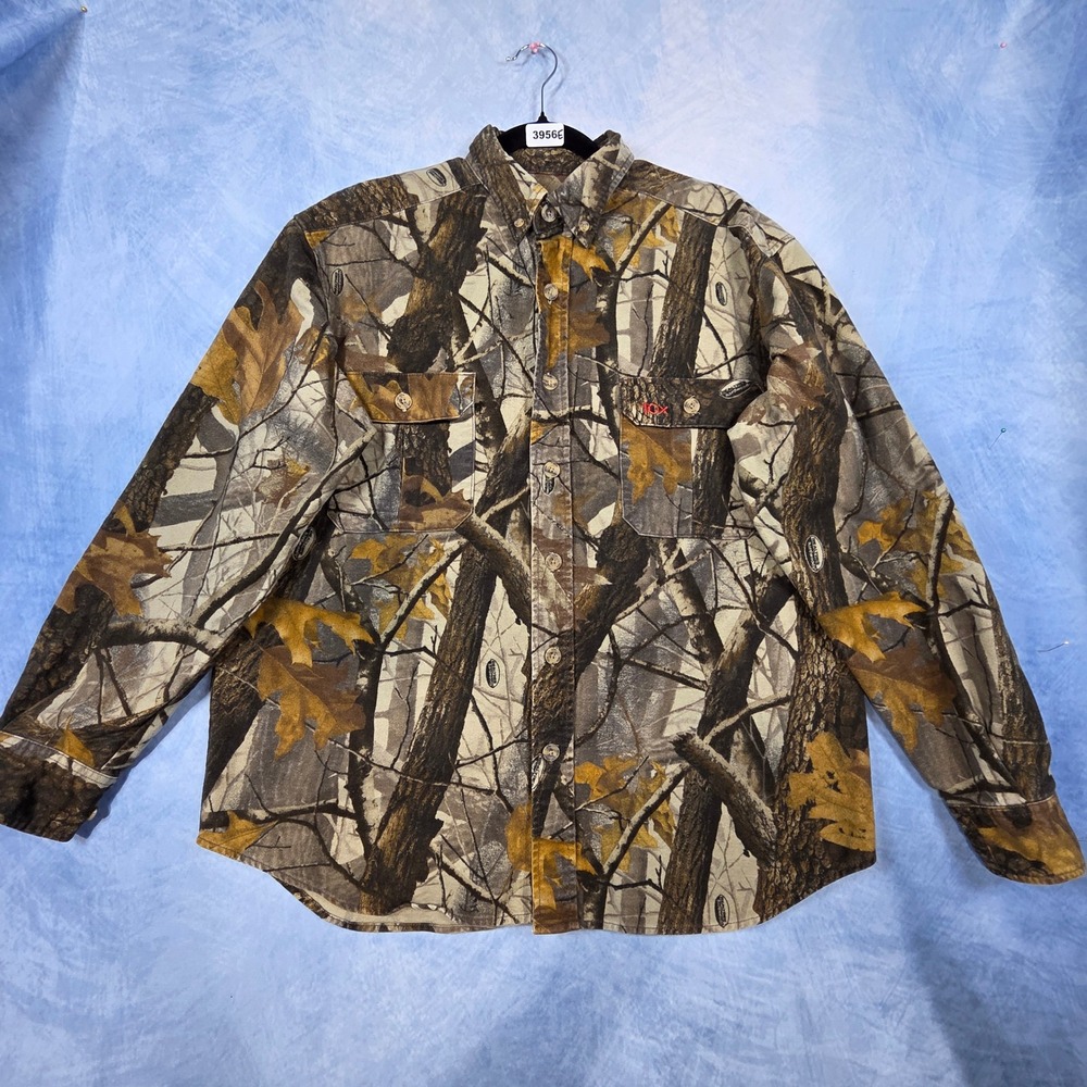 10x Men Medium Realtree Camo Button Down Shirt Long Sleeve Hunting Cotton XW6821